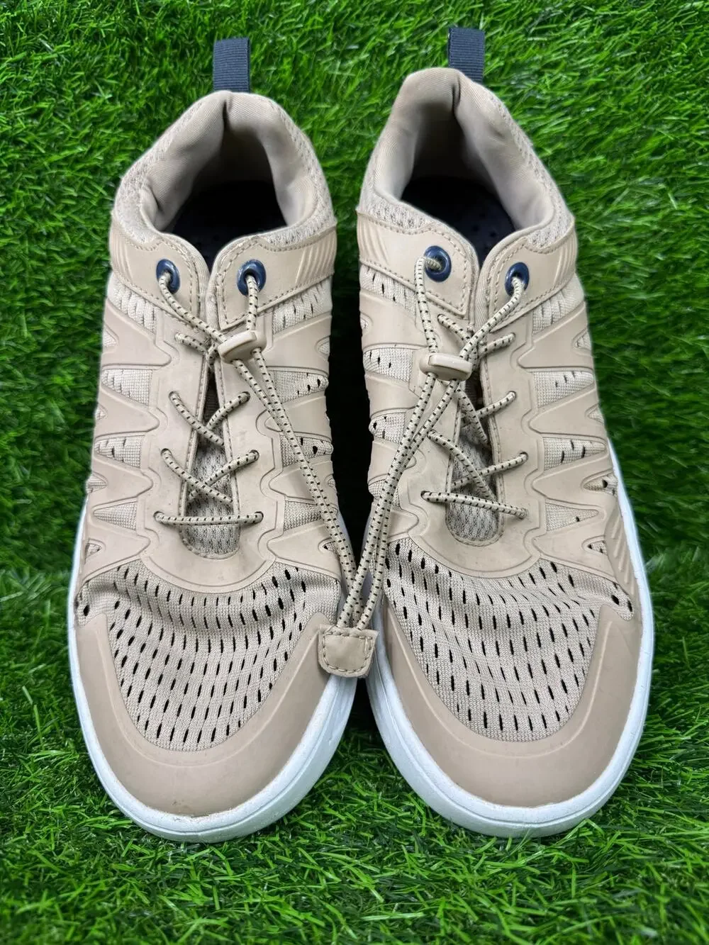 Magellan Outdoors Pro Water Shoes Mens 12D Tan Fishing Hiking Quick Lace Mesh